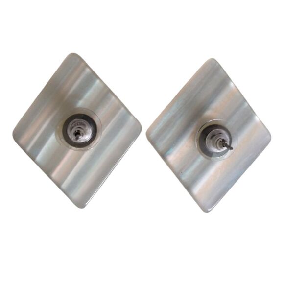 Vintage 80s Earrings Moonglow Statement Acrylic Iridescent Pearl Plastic Retro. - Picture 7 of 16